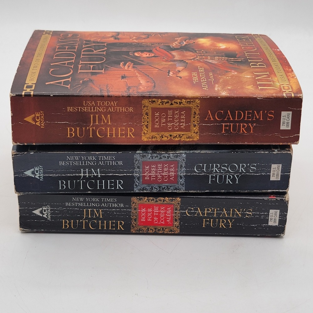 Jim Butcher Codex Alera Books 2-4 Paperback Set Academ Cursor Captain Fury Good